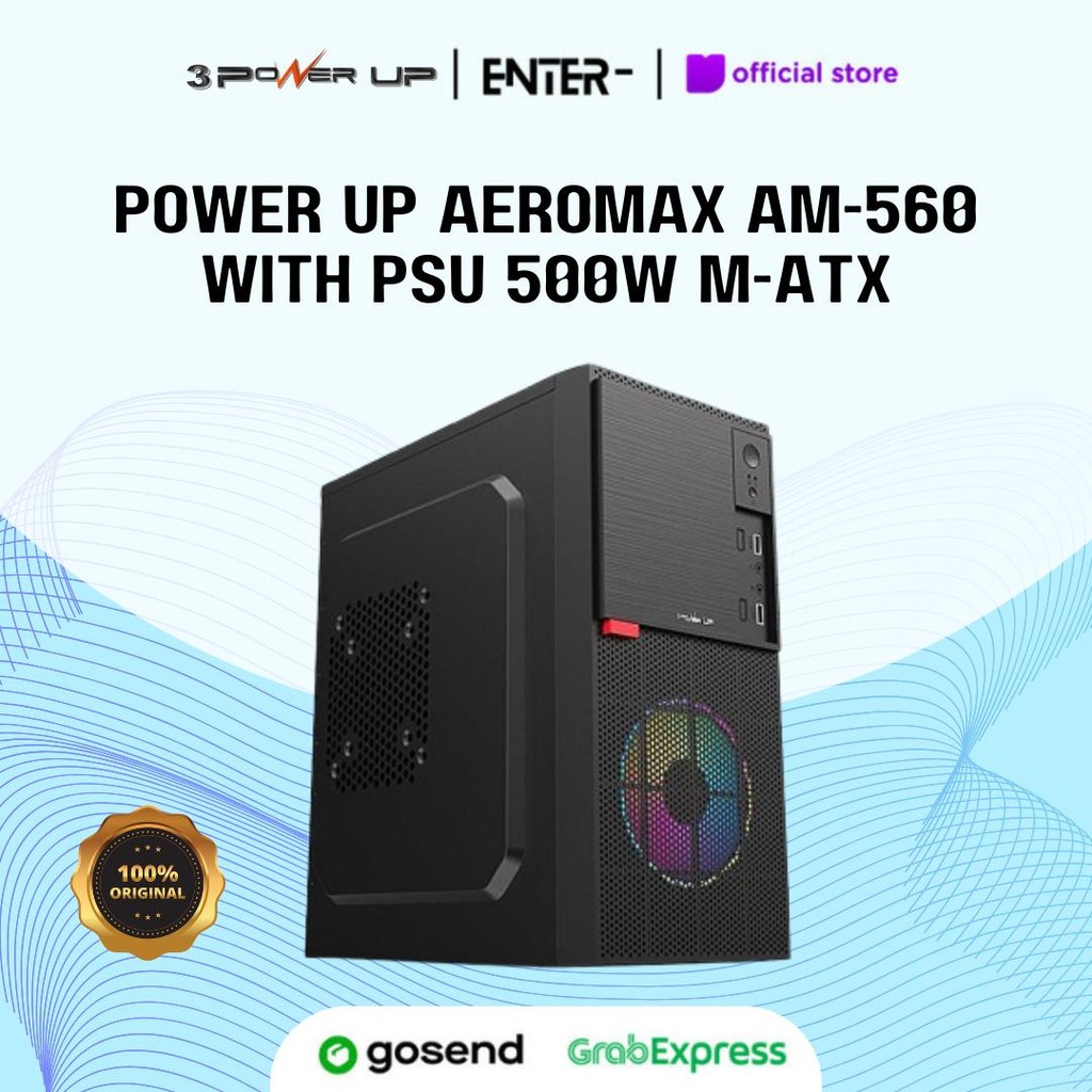 Casing PC Power Up Aeromax AM-560 with PSU 500W m-ATX
