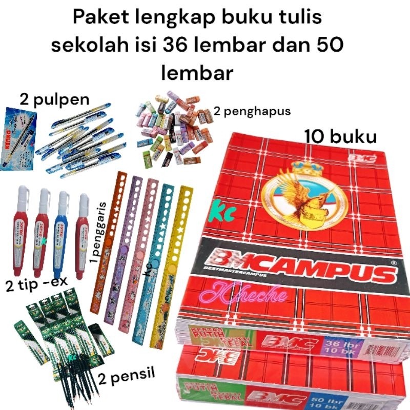 

(PROMO) PAKET LENGKAP BUKU TULIS SEKOLAH BUKU TULIS BESAR ISI 36 LEMBAR 1 PACK / 10 BUKU DAN 5 BUKU FREE 2 PULPEN+ 2 PENSIL+2 PENGHAPUS+2 TIP -EX+ 1 PENGGARIS Terlaris