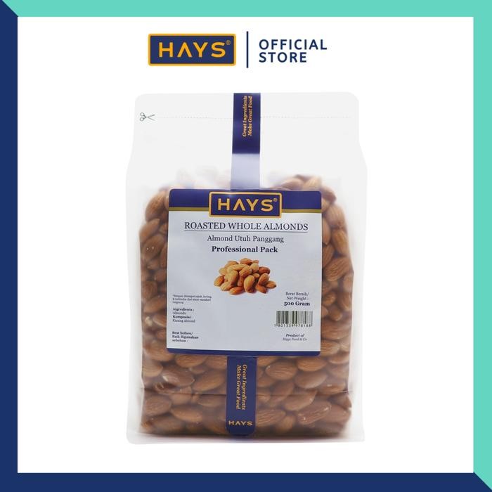 

kacang Almond Panggang Utuh 500 Gram / Roasted Almond Whole 500 Gram HAYS Food Snacks - 500 Gram