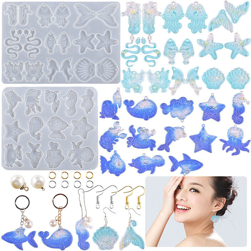 

Ocean Series Earring Silicone Mold Fish Seashell Resin Casting Mould for Pendant Earring Jewelry Keychain Making DIY Craft
