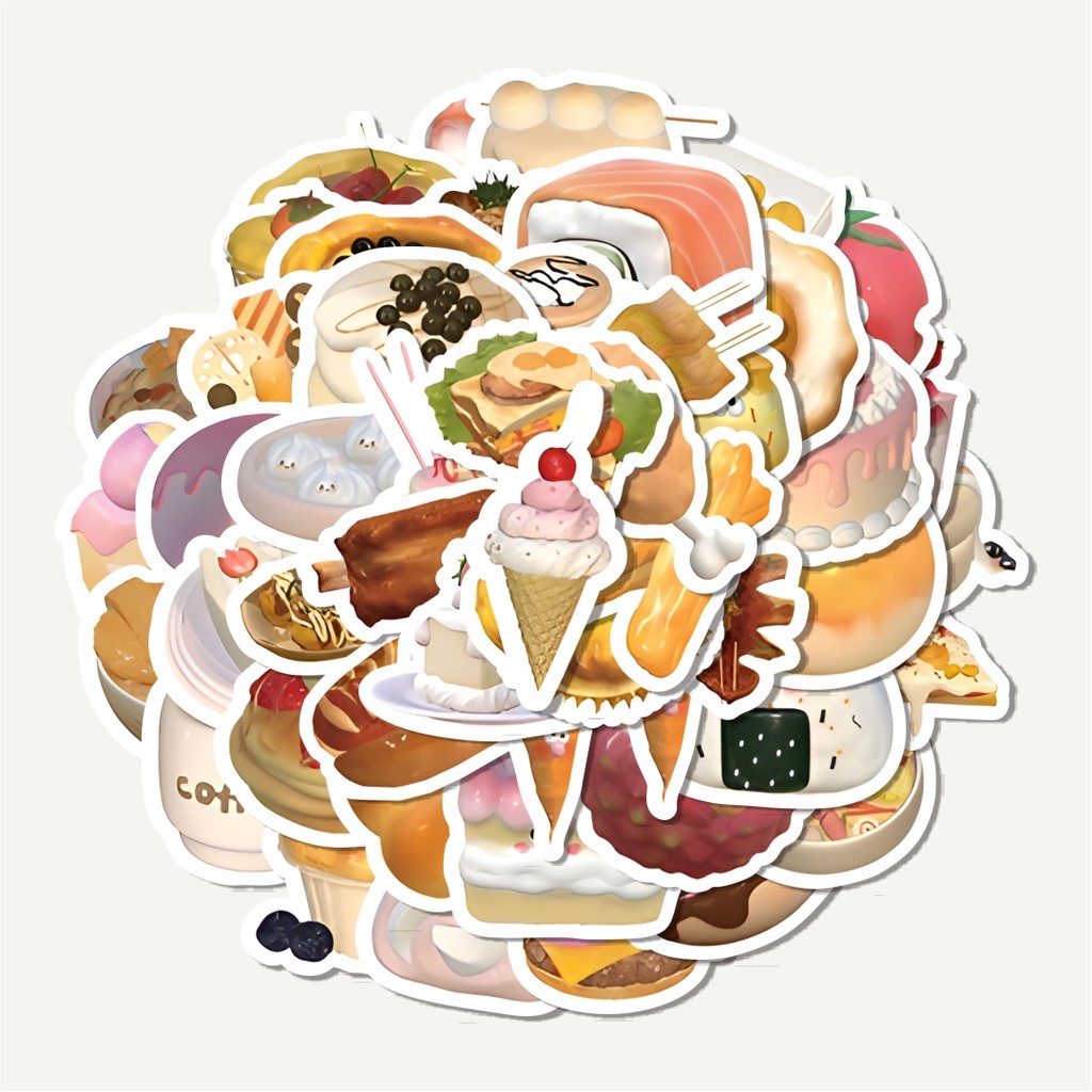 

Sticker Pack Stiker Cute Cartoon 3D Food [Makanan 3D Kartun Lucu] | Sticker TUMBLR | Stiker LAPTOP KOPER HELM