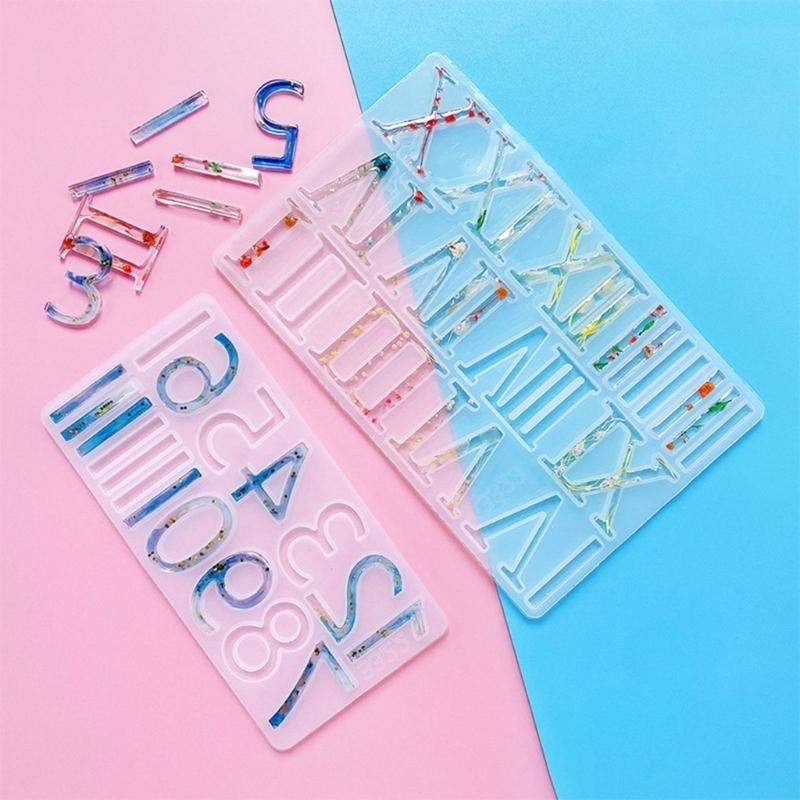 

C1FE DIY Clock Digital Resin Molds Roman Arabic Numeral Silicone Mold Pendant Molds