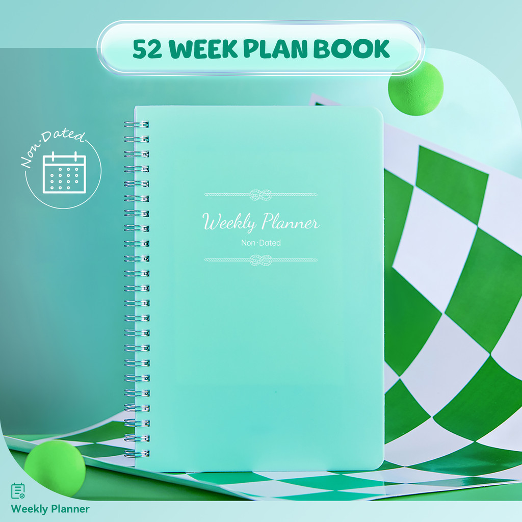 

52 Weeks Weekly Planner A5 Notebook Undated Spiral Agenda Daily Student Schedules Journal Stationery Office School Supplies