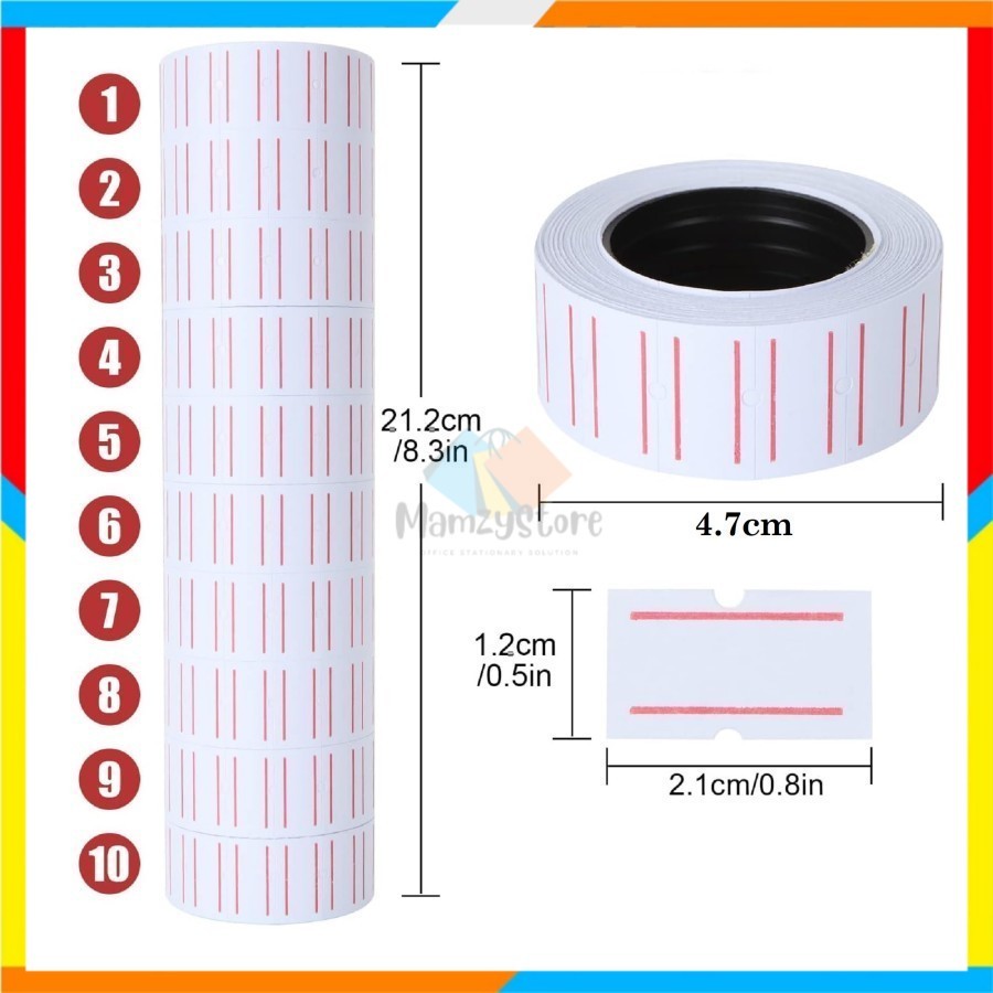 

COMBO Price Label 1 Line Putih / Label Harga 1 Baris Putih 1 ROLL / ISI Line 10 Pcs