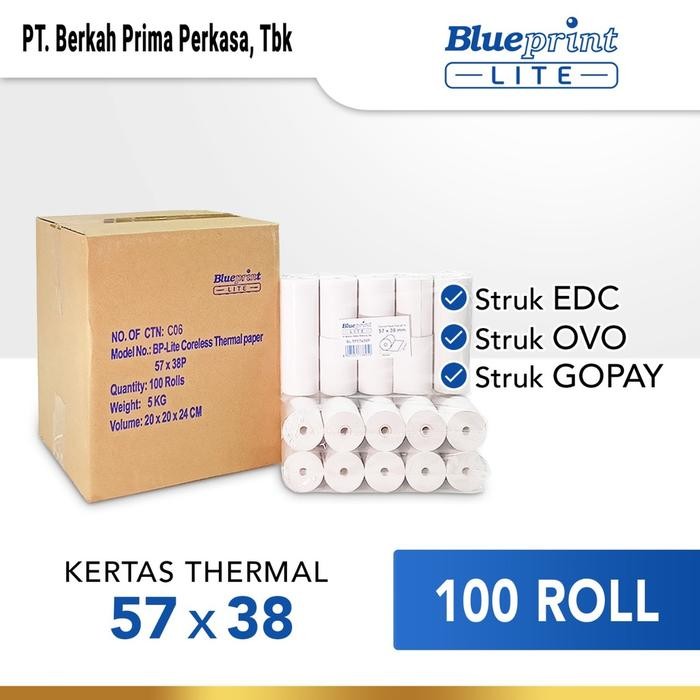 

Kertas Thermal Kasir Struk EDC BLUEPRINT Lite 57x38 , 57 X 38 - 1 Dus