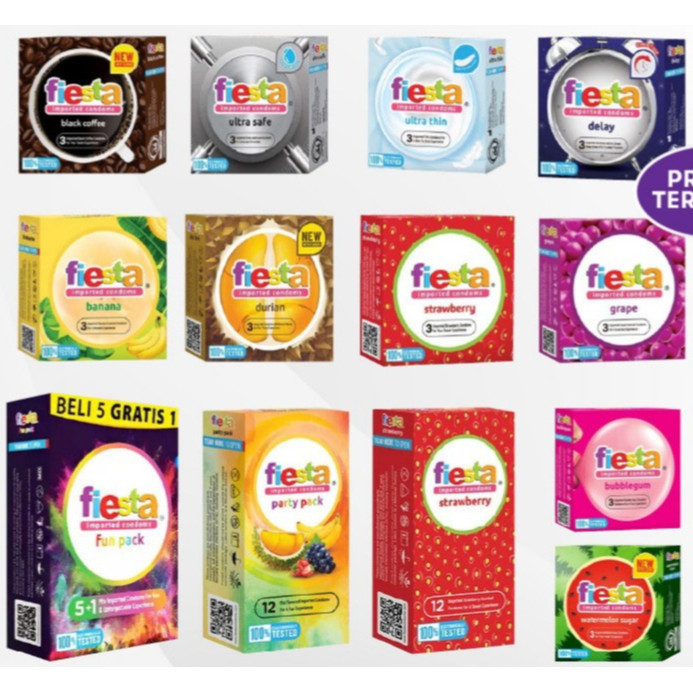 PRIVASI Kondom FIESTA Semua Varian Tipis Tahan Lama Bergerigi Rasa Buah - Condom PRIVASI DIJAMIN AMA