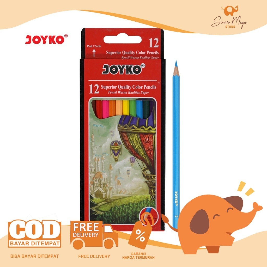 

Joyko Pensil Warna CP-100 / Pensil Warna 12 Warna Color Murah Berkualitas