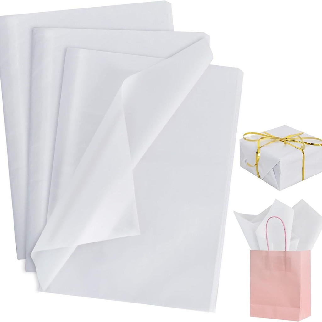 

100 Sheets 50x35cm White Tissue Paper for Gift Bouquet Wrapping Craft Papers Bulk for DIY Wedding Festival Party Supplies