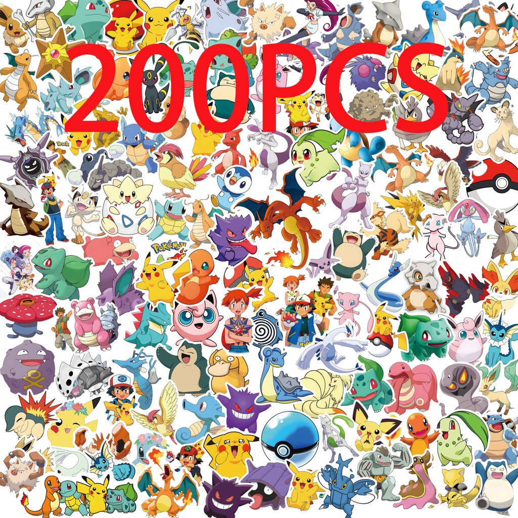 

50/100/200pcs Pokemon Anime Stickers Pikachu Kawaii Sticker Laptop Suitcase Skateboard Guitar Phone Cartoon Kid Gift Toys
