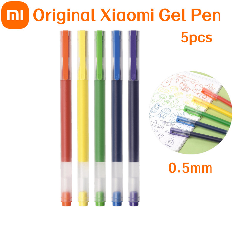 

Original Xiaomi Colorful Gel Pen 5pcs Smooth Super Durable Smooth Marking Pen 10pcs Black/ Red 0.5mm Writing Sign Pen
