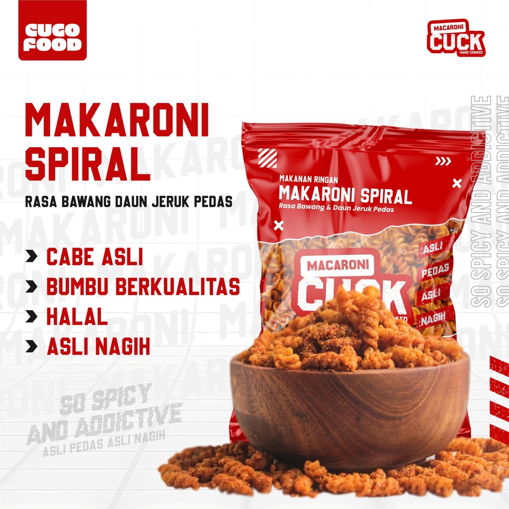 Langit_Rembulan Macaroni Cuck Makaroni Spiral Pedas Daun Jeruk Cuck Kemasan Reguler 80Gr Snack