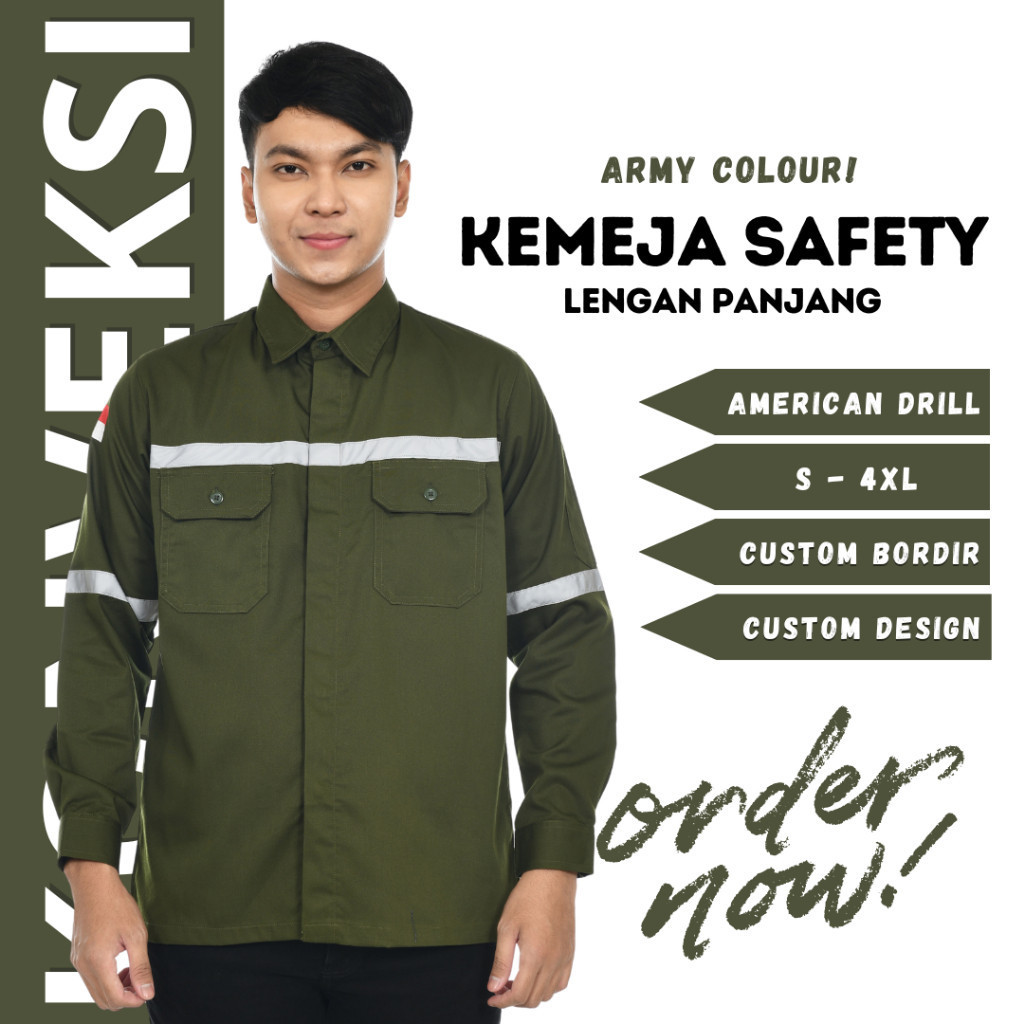 KEMEJA SAFETY PANJANG KEMEJA SAFETY PANJANG Baju Kemeja Safety K3 Lengan Panjang - Seragam Kerja Ata