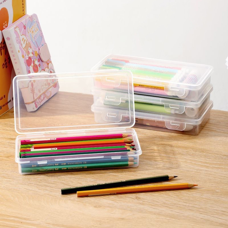 

1PC New Pencil Case Box PP Material Transparent Pencil Box Pouch Stationery School Pencil Case Supplies Pencil Storage Box
