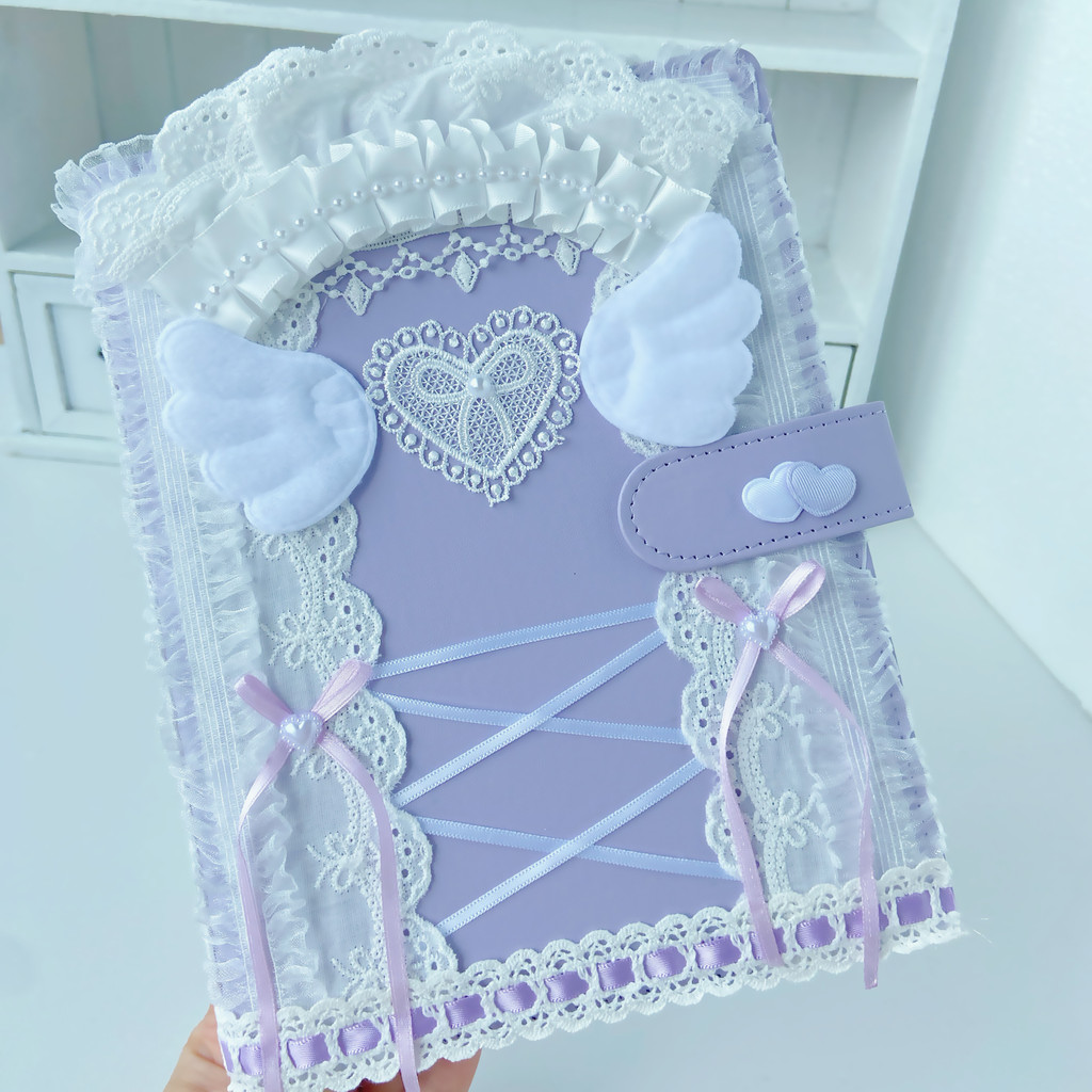 Kpop Photocard  Album A5 Cover Binder Ring Orignal Design PU Cotton Lace Loose-leaf Photo Card Holde