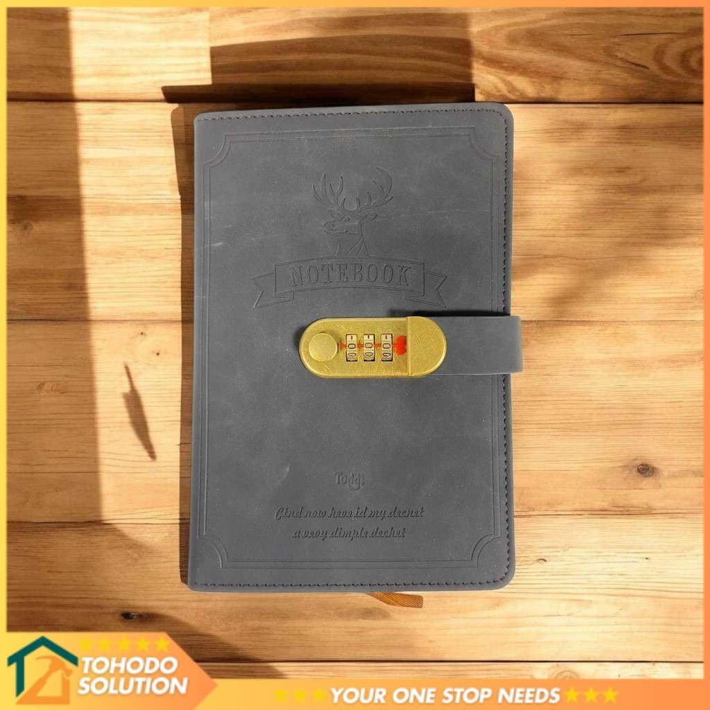 

Toddi Buku Jurnal Leather Notebook Diary 80GSM 265 Halaman with Lock - TD-A5