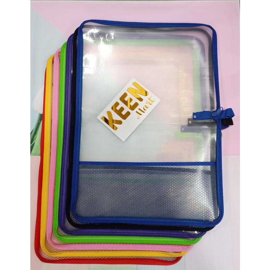 

MAP ZIPPER JIPPER SLETING SELETING BAG JARING FOLIO F4 PLASTIK