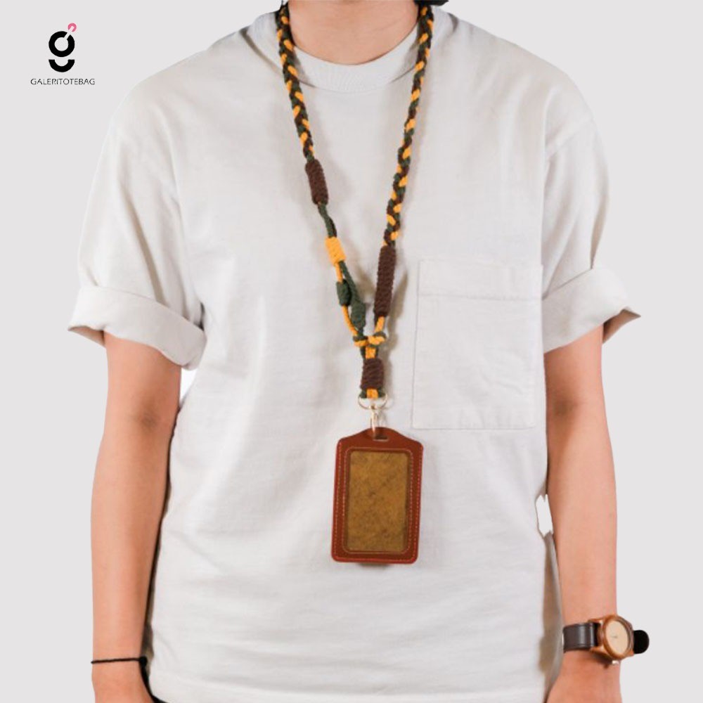 

Sale LANYARD ID CARD Holder Name Tag Leather Synthetic Macrame/ Id Card/ Name tag macrame Terlaris