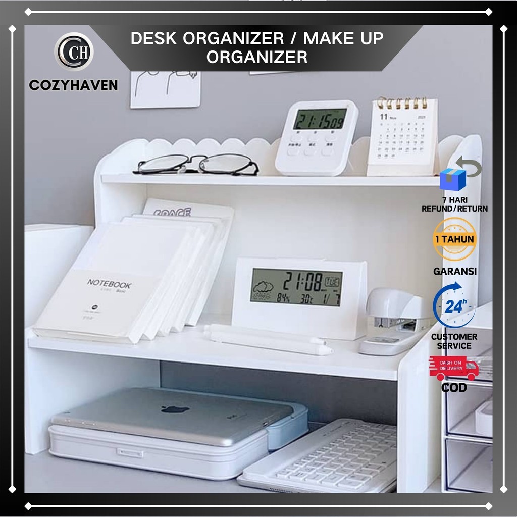 

CozyHaven - Rak Desk Organizer Penyimpanan Alat Tulis Skincare Album K-Pop Photocard Rak Multifungsi