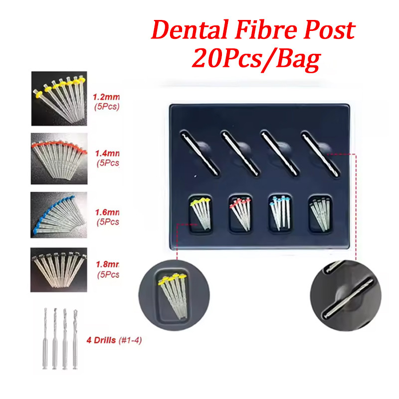 24pcs Dental Restorative Material Fiber Post Quartz Glass Fiber Multi-sizes / Bahan Restorasi Gigi D