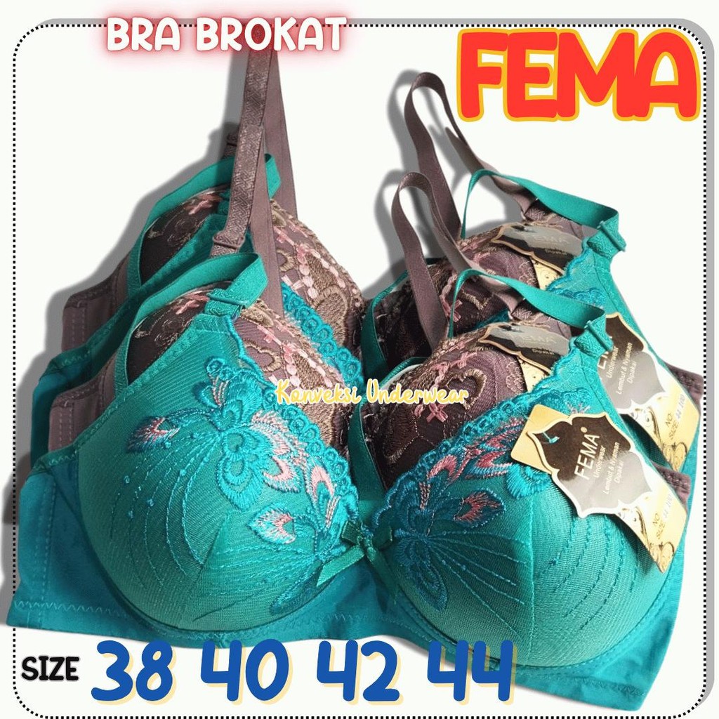 Bh wanita renda brokat FEMA – busa tipis tanpa kawat size 38 40 42 44