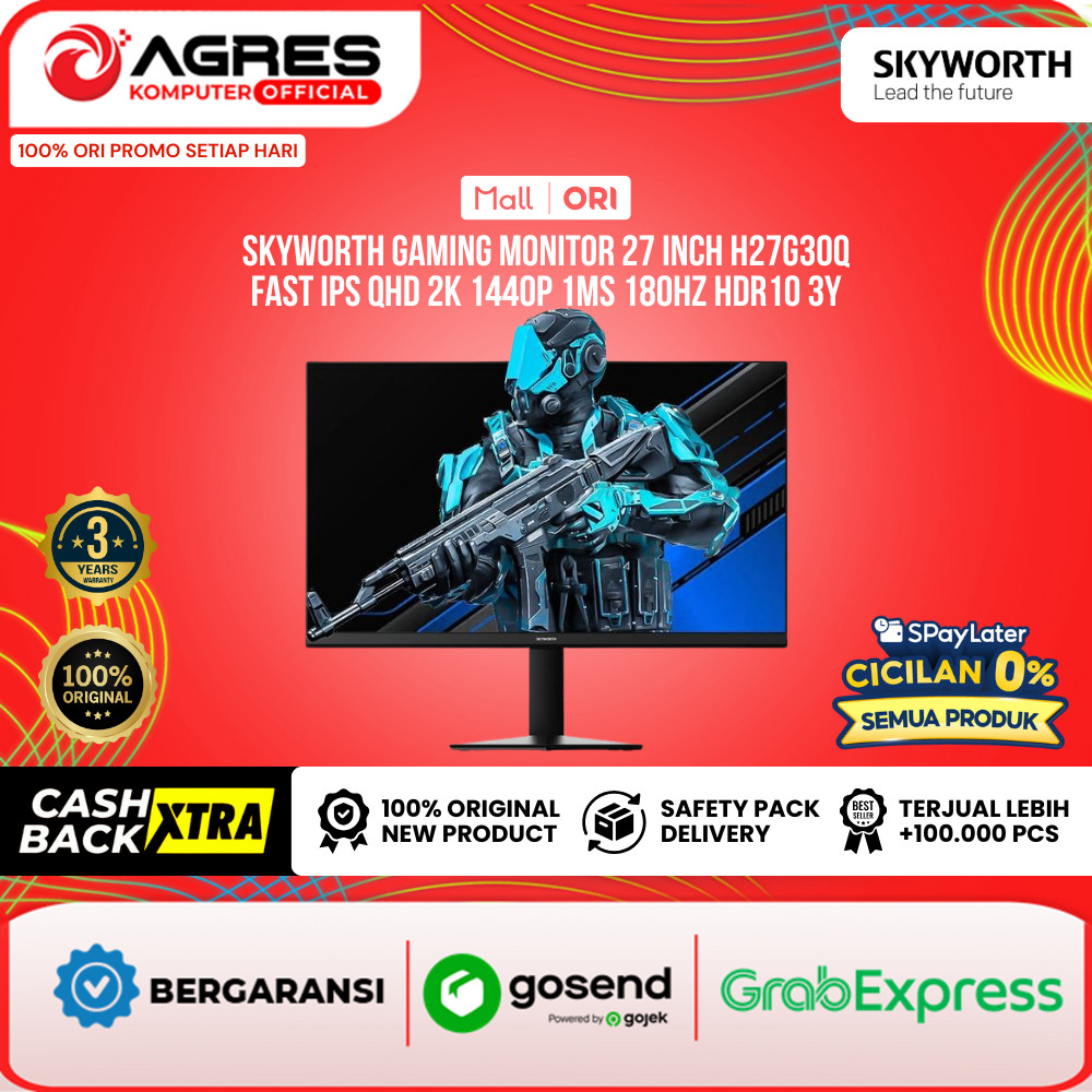 SKYWORTH GAMING MONITOR 27 INCH H27G30Q FAST IPS QHD 2K 1440P 1MS 180HZ HDR10 3Y
