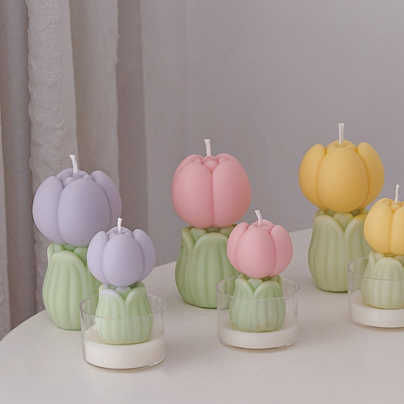 

Tulip Bouquet Silicone Candle Mold Mother's Day DIY Handmade Soap Aromatherapy Candle Decoration Cake Decoration