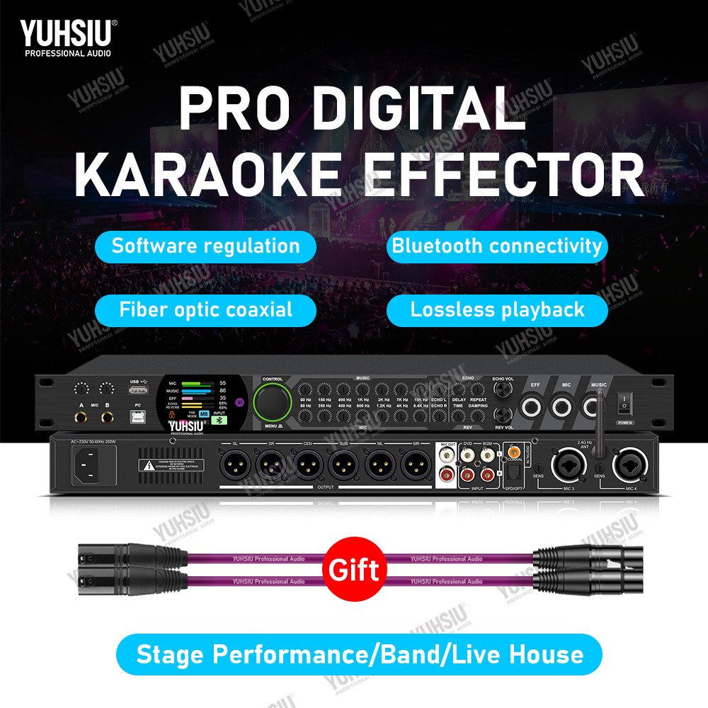 YUHSIU Karaoke Digital Effects Processor Bluetooth DSP Audio Processor Professional Microphone Sound
