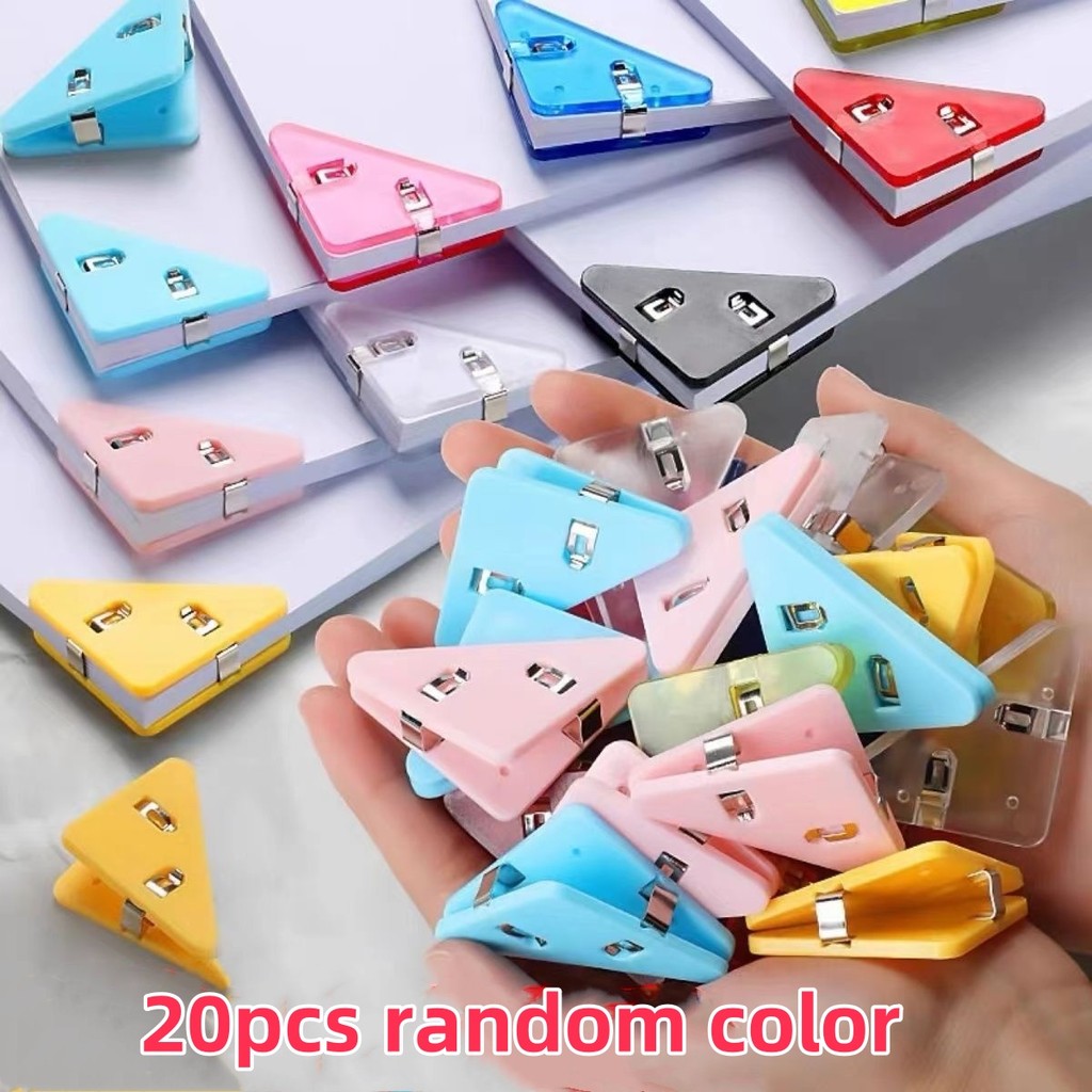 

20Pcs Multicolor Geometric Desk Clips Creative Triangle Binder Clips for Books/Paper/Office Organizing Durable Shelf Stationery