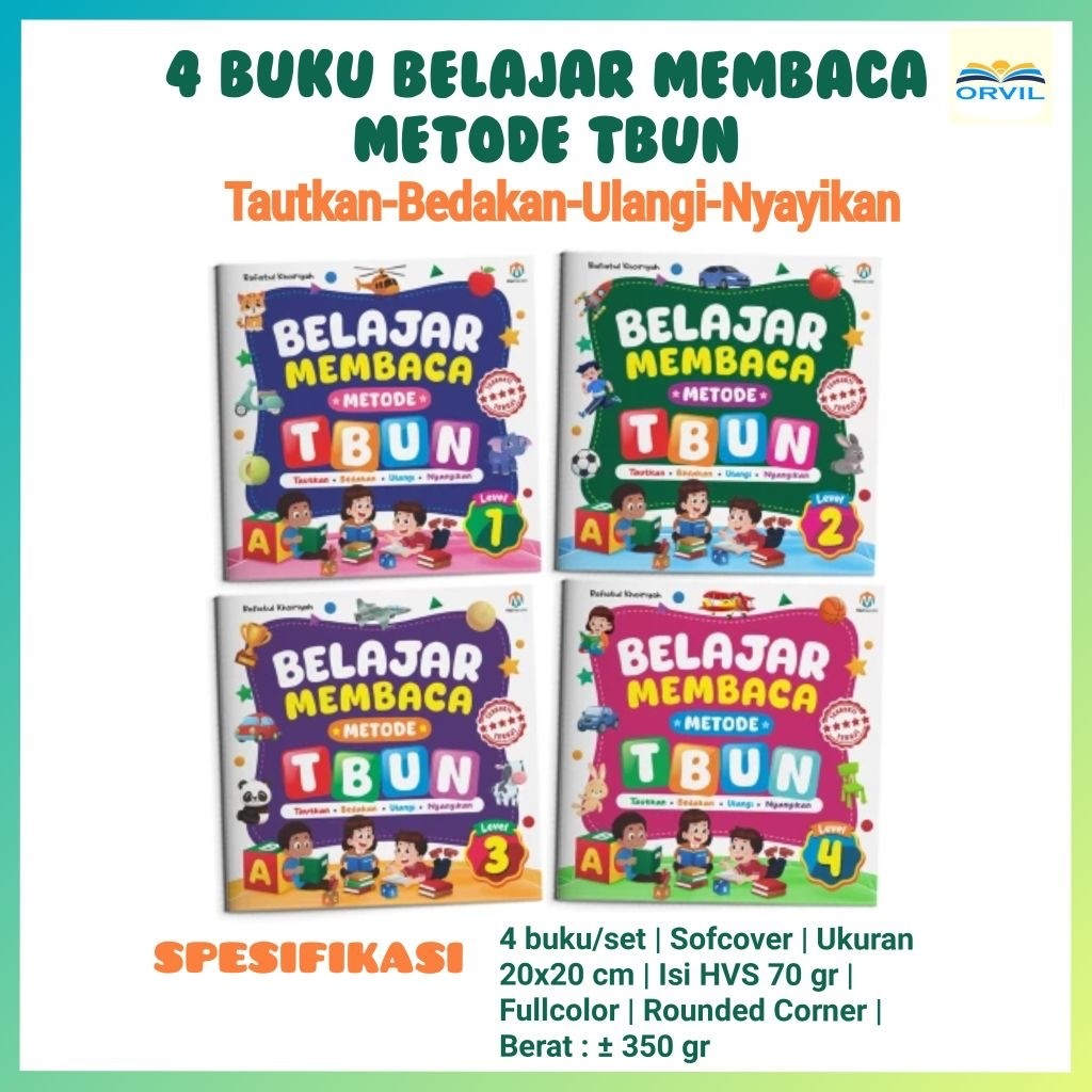 

(ORVIL) 4 buku Belajar Membaca Metode TBUN. Buku Anak PAUD Ziyadbooks Visi Mandiri