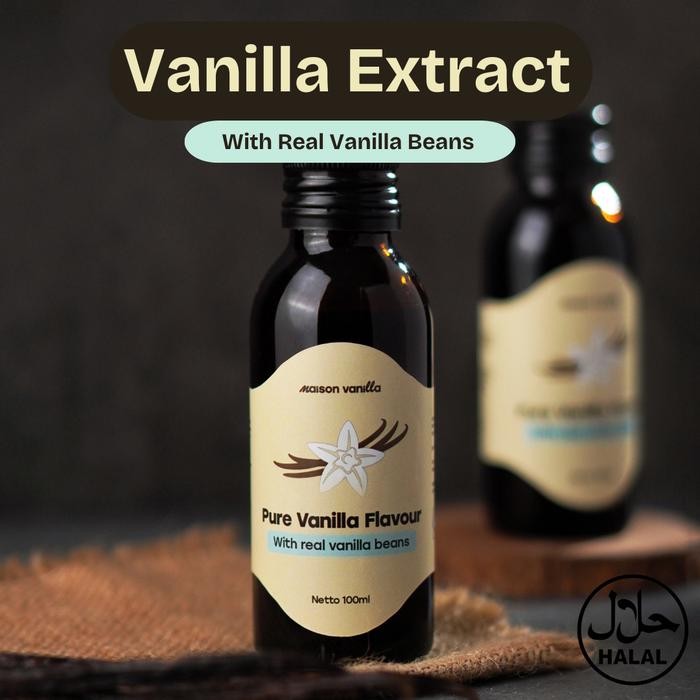 

[New Arrival] Vanilla Extract Flavour Maison Vanilla Non Alcohol 60ml & 100ml - 100ml, With seeds