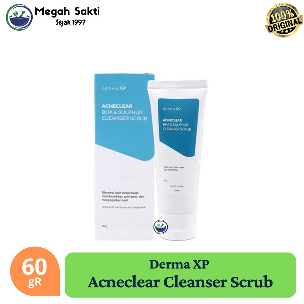 MGS - Derma XP Acneclear Cleanser Scrub - Sabun Pembersih Wajah Berminyak dan Berjerawat 60 gR