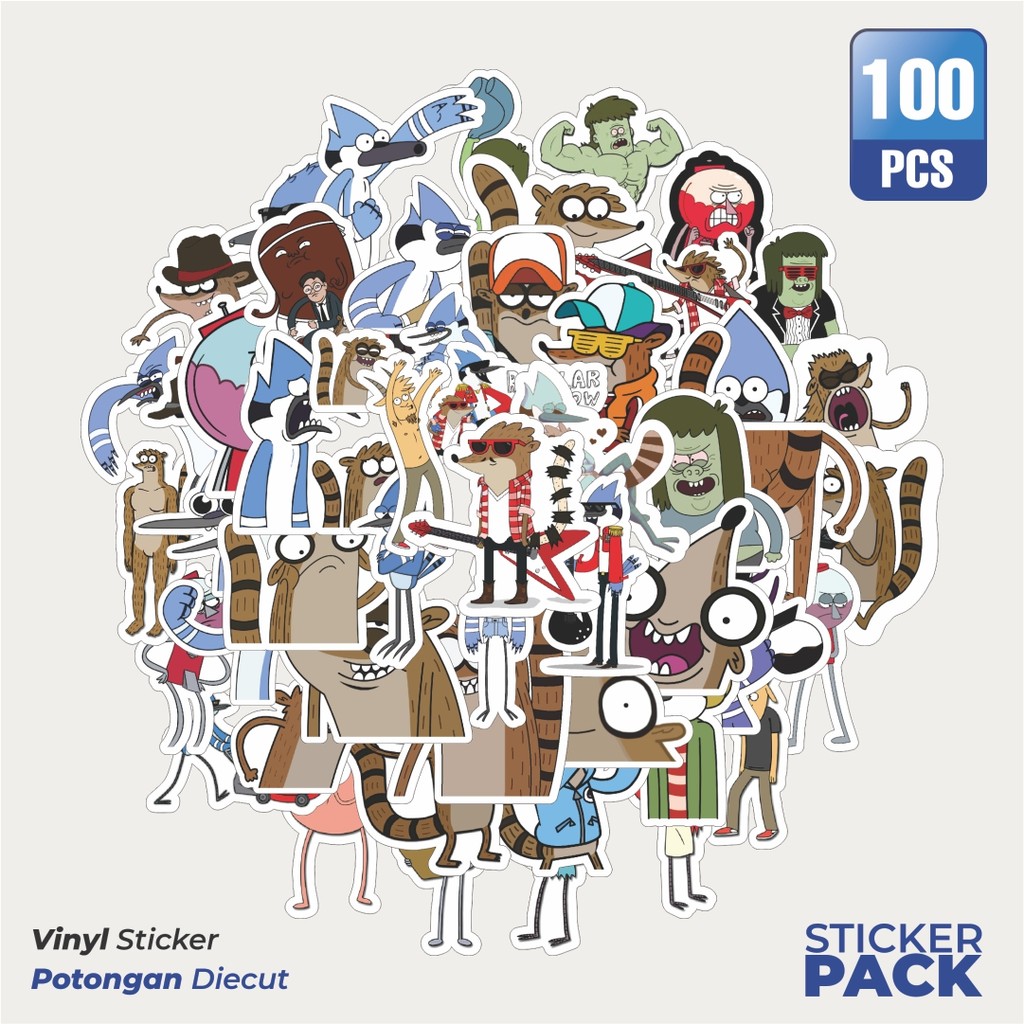 

100 PCS STIKER Kartun Series Reguler Show 2 Waterproof Aesthetic- Untuk Laptop, Motor, dan Helm - Paper Stationery Pack