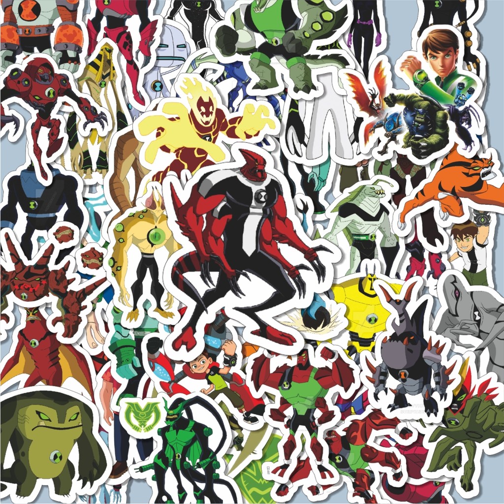 

100PCS Lucu Stiker Kartun Series Ben Ten Karakter Mix 5 Stiker Aesthetic Stiker Anti Air Stikers Berperekat Waterproof sticker decal buat Motor Helm Buku Journal Koper Casing HP Laptop Botol Minum Hadiah anak