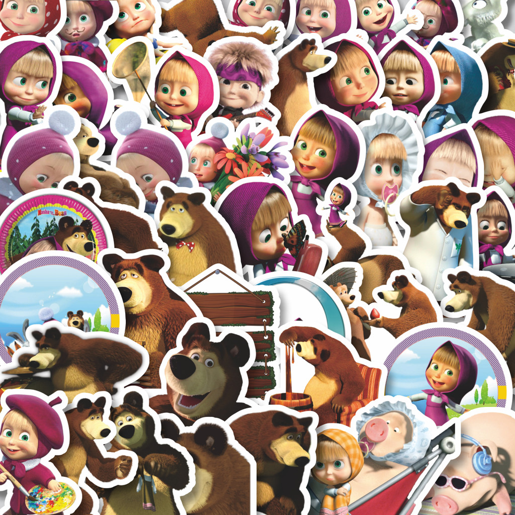 

Stiker Cutting Pack Stiker Kartun Series Masha And The Bear V3 Isi 100Pcs Series Aesthetic Lucu Keren Untuk Koper Bahan Vynil