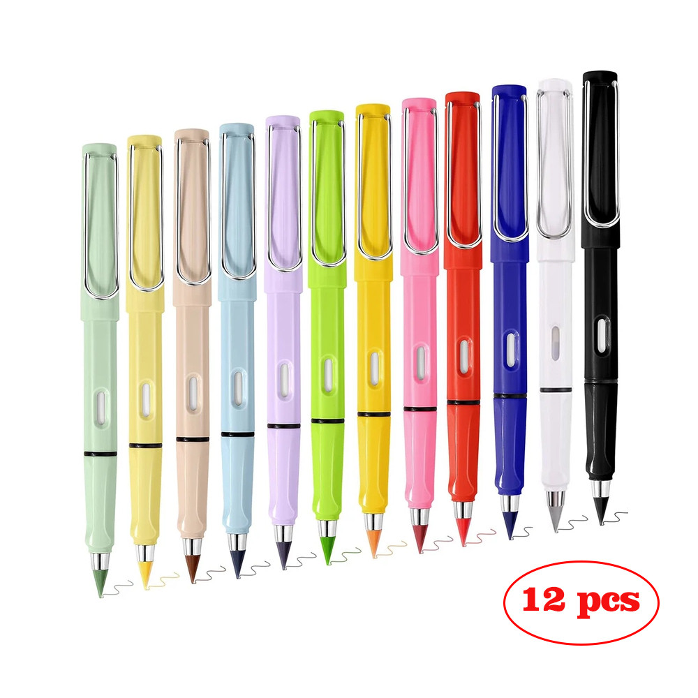 

12PCS Color Pencil Writing Unlimited Pencil School Children's Art Color Sketching Stationery Endless Pencil
