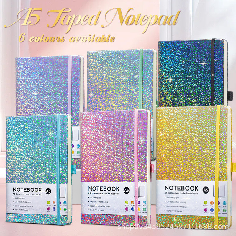 

A5 Starry Sky Strap Notebook PU Leather Cover Business Office Tape Pen Insert Elastic Tape Notebook