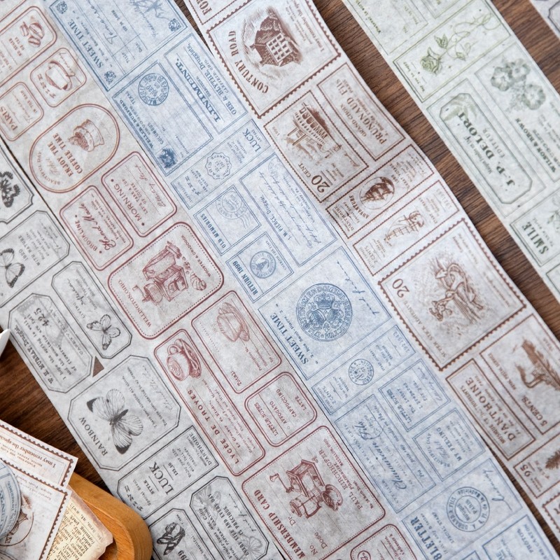 

50mm*2m English Theme Aesthetic Stationery Tapes Junk Journal Scrapbooking Supplies Label Sticker Planner Art Craft Masking Tape