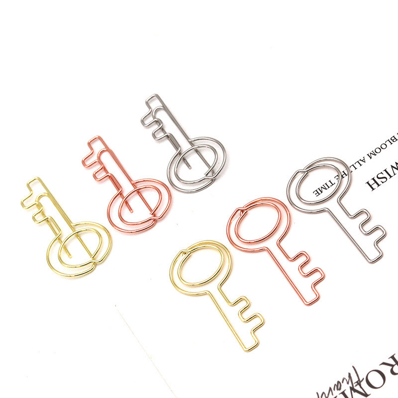 

Key Shape Paper Clip Metal Bookmark Paper Clips Papers Classification Paperpins Golden Office Kawaii Stationery Binding Supplies