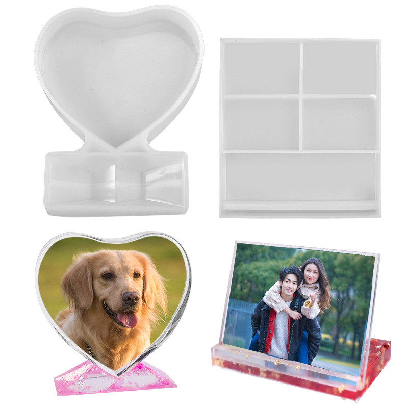 

DIY Crystal Epoxy Resin Mold Mirror Jewelry Ornaments Multi-Specification Size Love Rectangle Photo Frame Silicone Mold