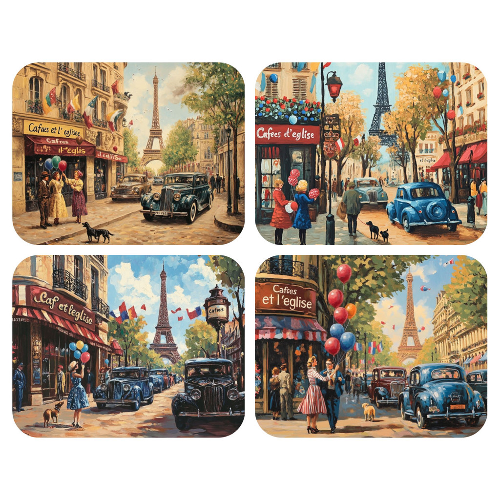 

Hand Paint Ancient street under the Eiffel Tower Painting By Numbers Kit DIY Acrylic Artwork Canvas Art Gift Home