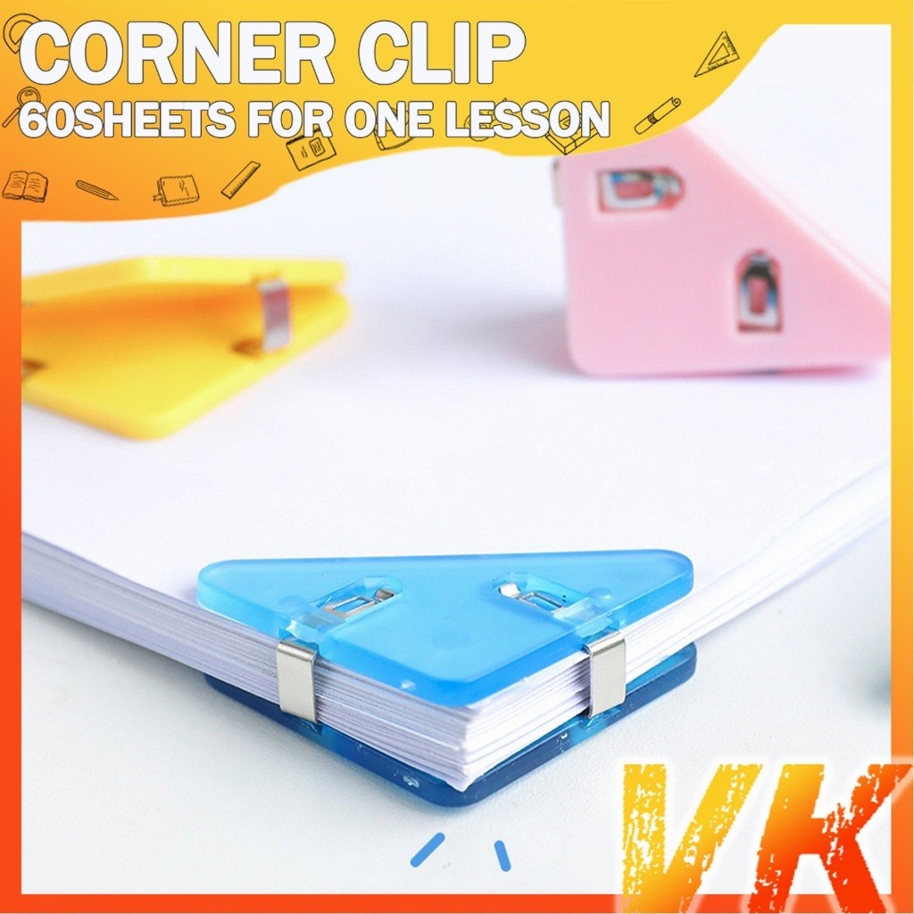 

Paper Clip Segitiga Warna-Warni Klip Sudut Penjepit Buku Binder Plastik Clips Book & Paper Corner