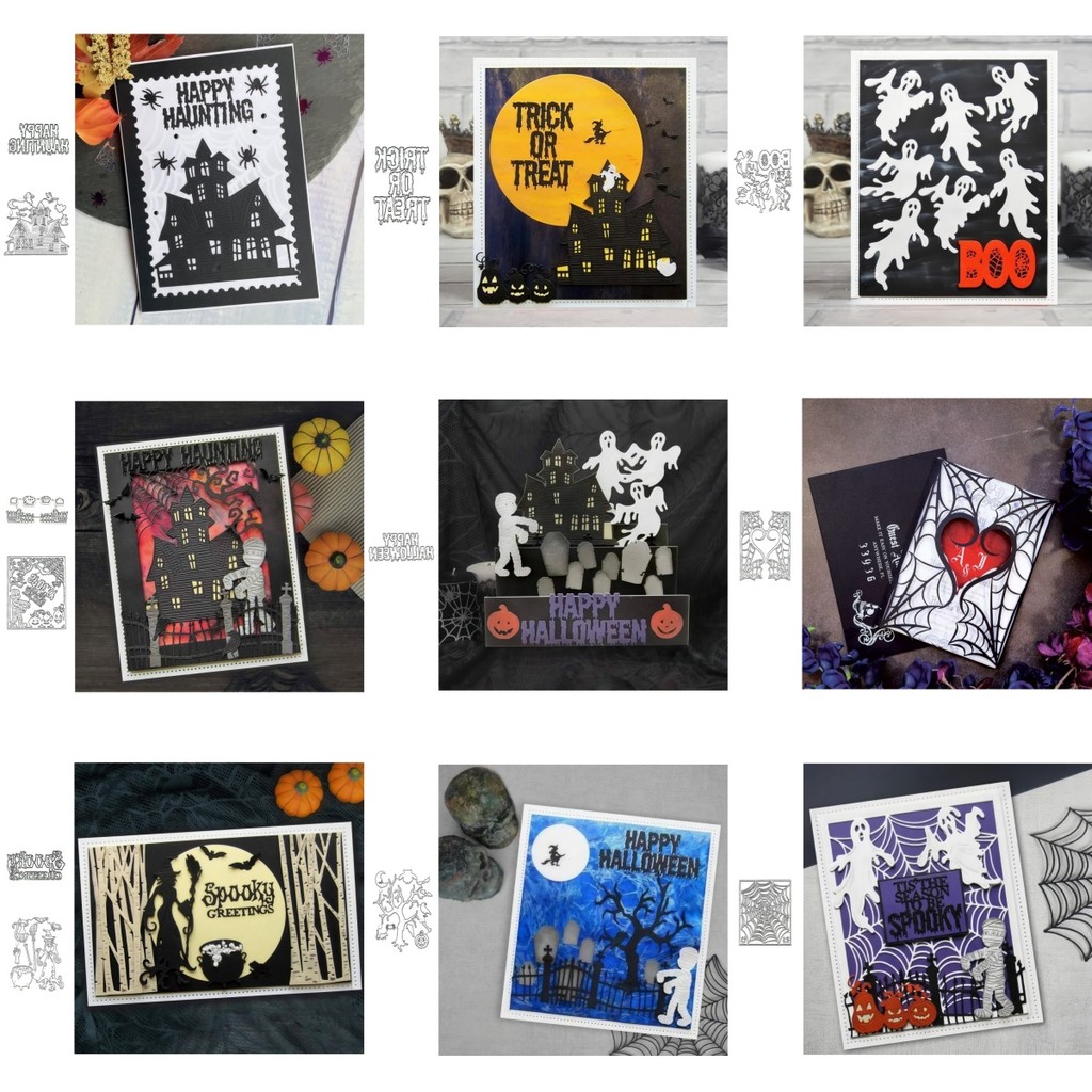 

Halloween Series Haunted House Witch Ghost Spider Web Metal Cutting Dies for DIY Scrapbooking Card Making Stencils Photo Albums