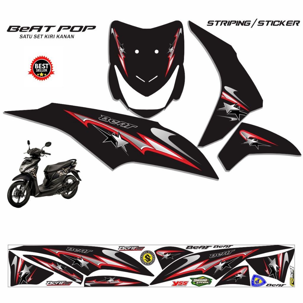 STIKER BEAT POP STRIPING VARIASI BEAT POP