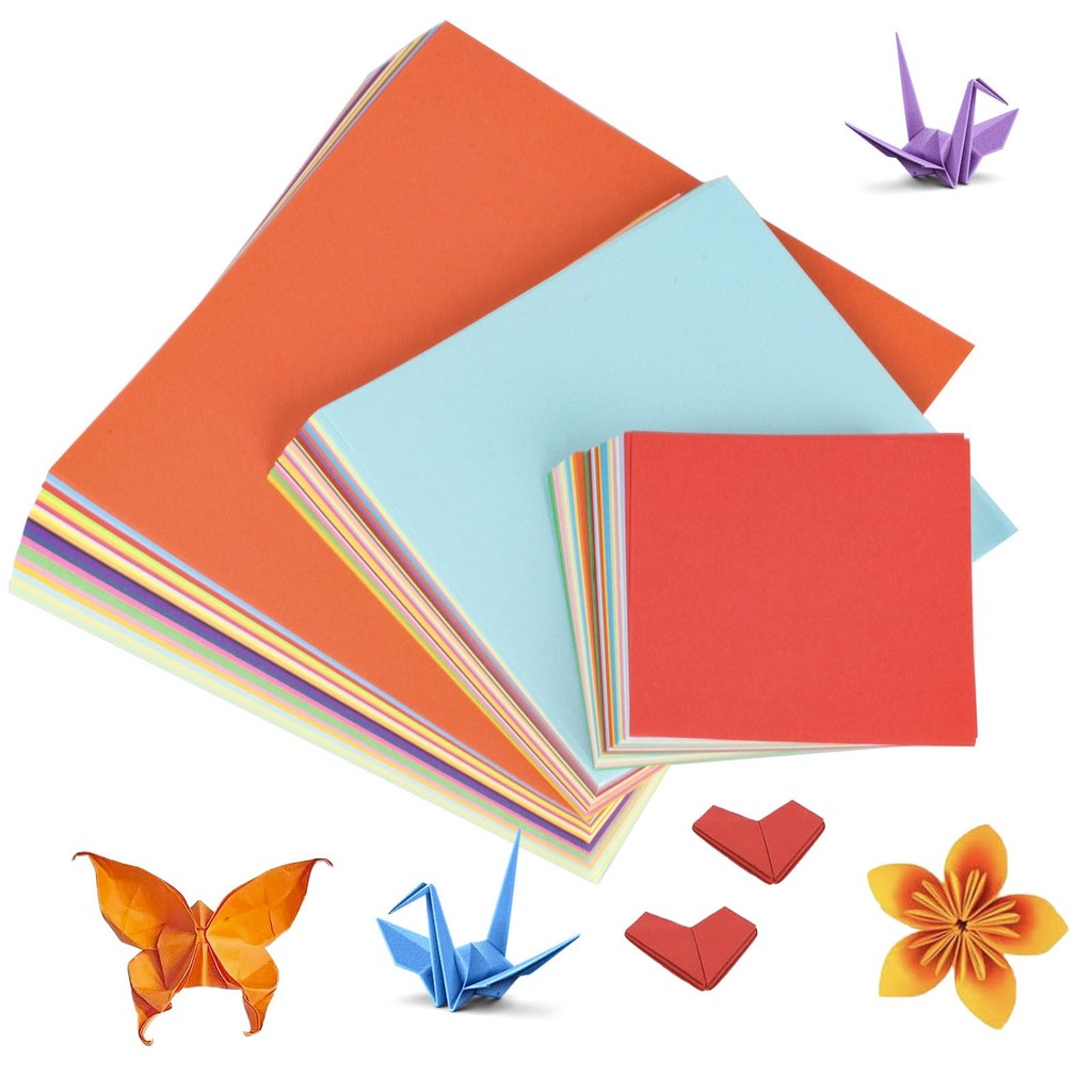 

400-Sheet Origami Paper Set - 10/15/20cm Double-Sided Colorful Craft Paper for DIY