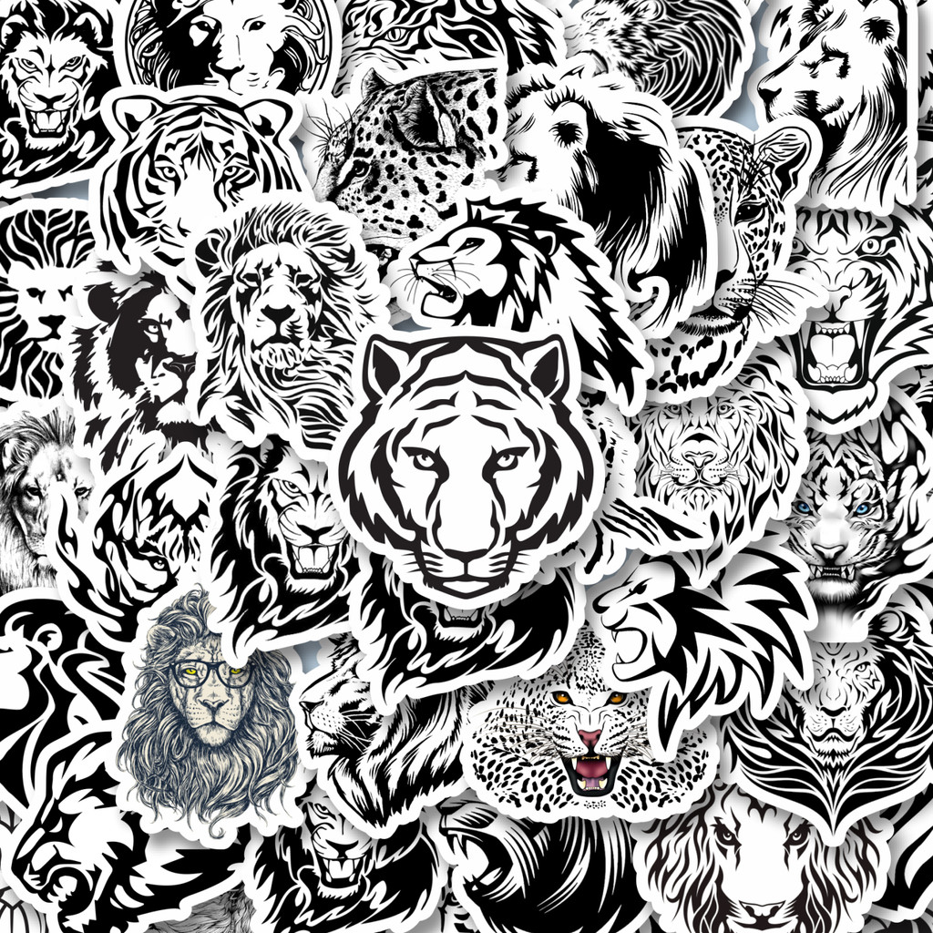 

100PCS Lucu Stiker Black And White Big Cat Head Design Mix [Desain Kepala Kucing Besar Hitam Putih]Stiker Aesthetic Stiker Anti Air Stikers Berperekat Waterproof sticker decal buat Motor Helm Buku Journal Koper Casing HP Laptop Botol Minum Hadiah anak