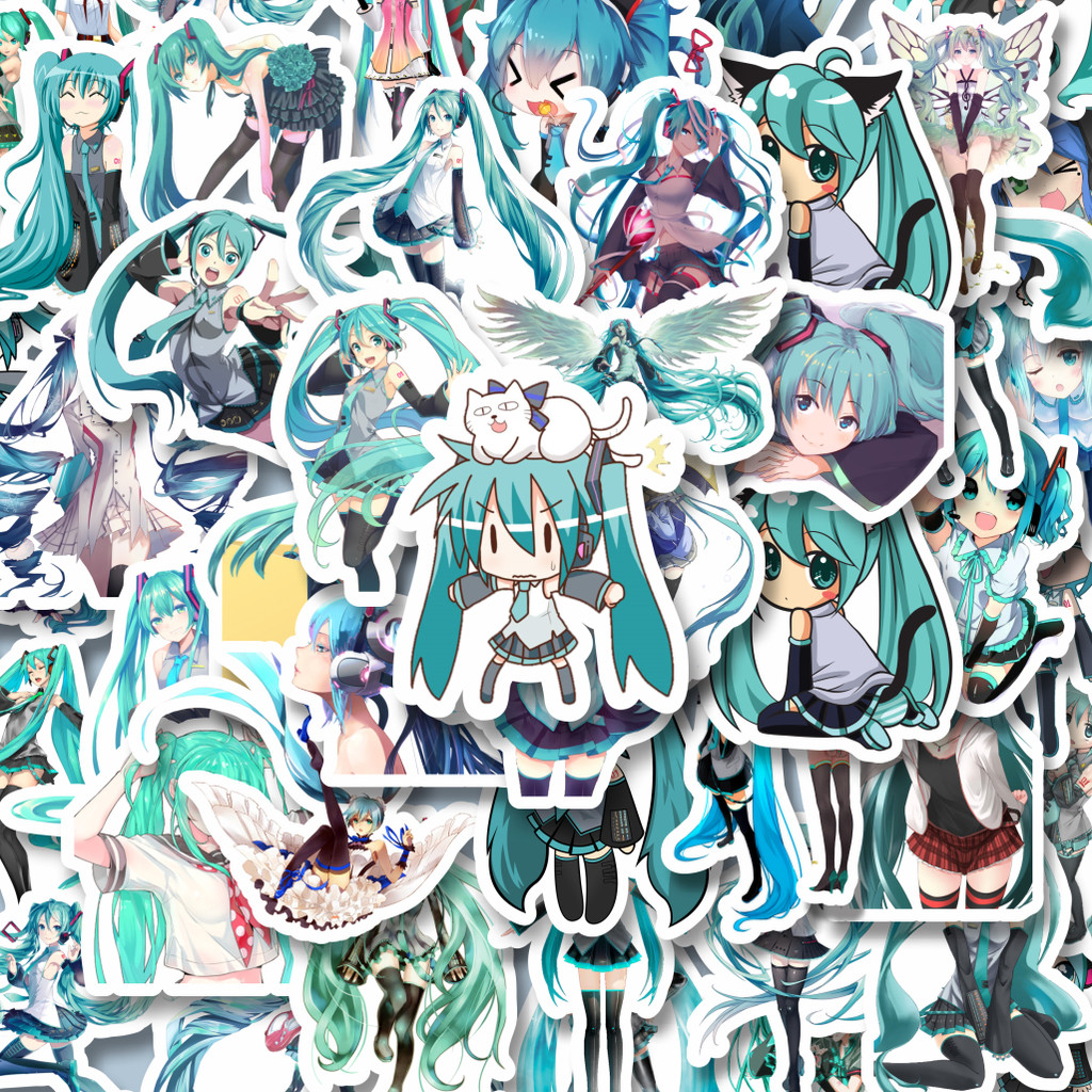 

100PCS Lucu Stiker Music Series Hatsune Miku Mix 5 Stiker Aesthetic Stiker Anti Air Stikers Berperekat Waterproof sticker decal buat Motor Helm Buku Journal Koper Casing HP Laptop Botol Minum Hadiah anak