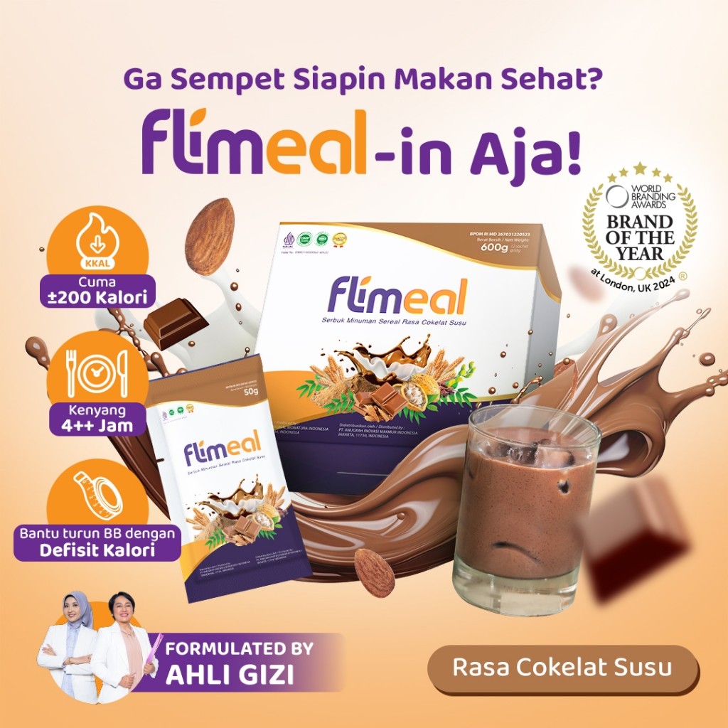 

Flimeal (Meal Replacement) - 1 Box (isi 12 sachet) - Coklat Susu