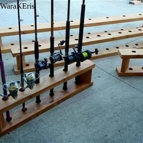 dudukan joran pancing kayu jati belanda WR9