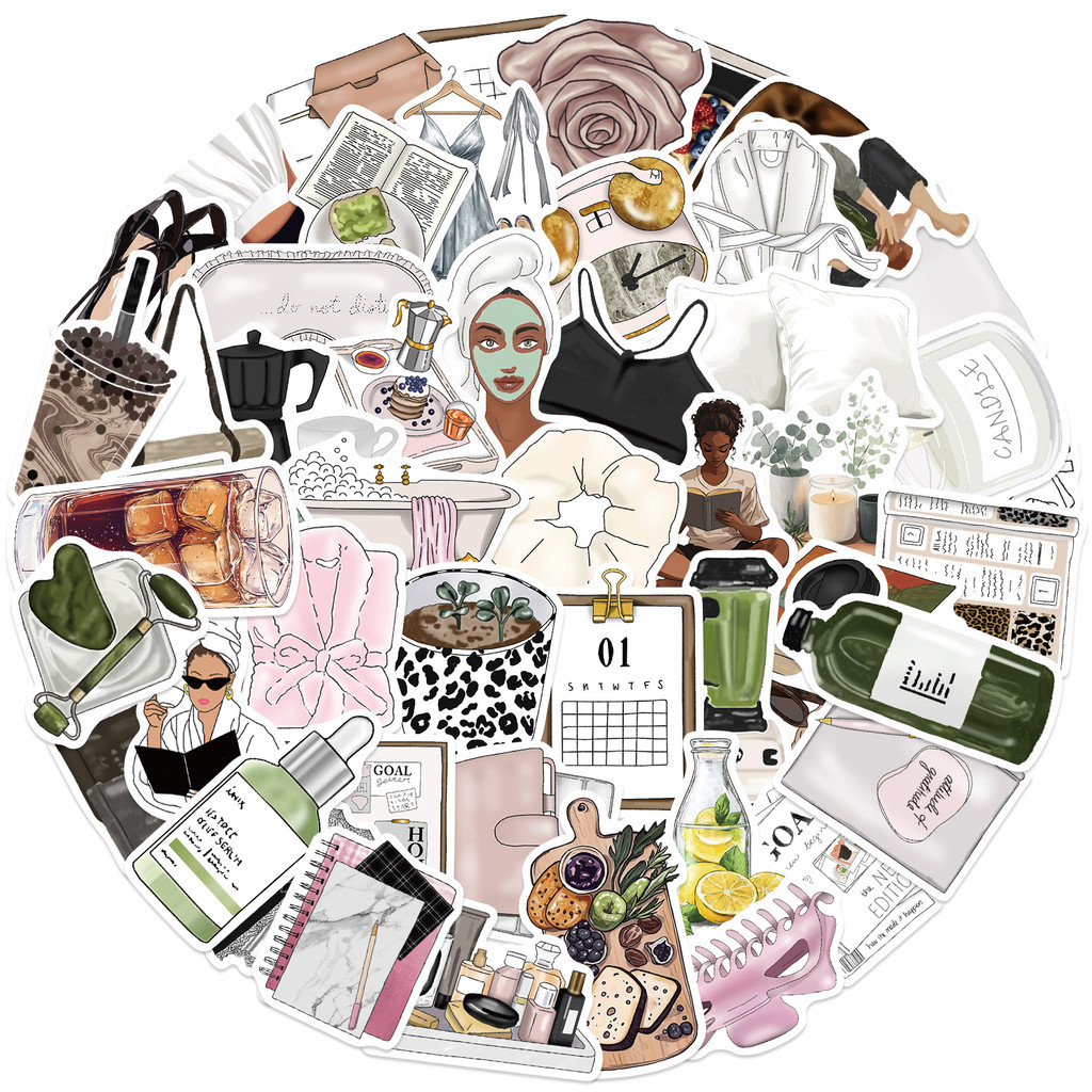 

50PCS Vintage Ins Simple Cute Graffiti Stickers Korean Style Cartoon Decals DIY Laptop Fridge Phone Scrapbook Cool Decoration