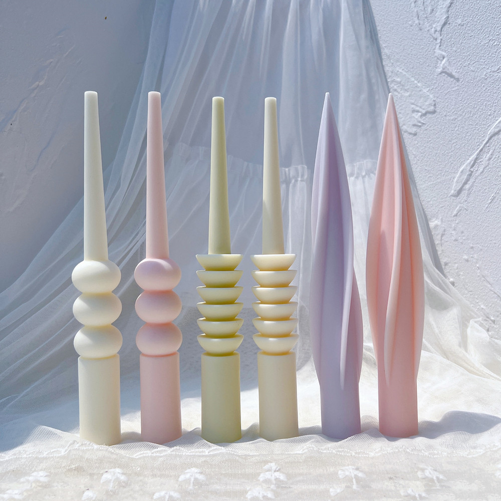 

24CM Tall Taper Candle Mold Pillar Swirl Spiral Dinner Candle Silicone Molds Roman Column Cylindrical Twirl Soy Wax Mould